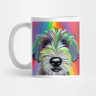 Sheepadoodle Rainbow Painting Mug